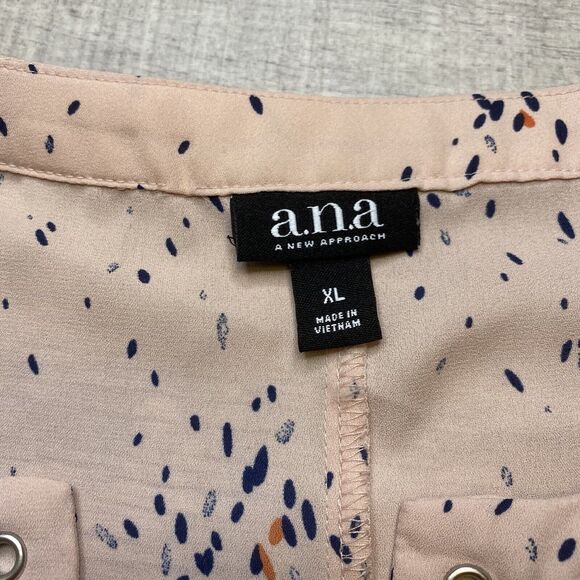 a.n.a Blush Pink Long Sleeve Ruffle Blouse Size XL - Picture 8 of 10